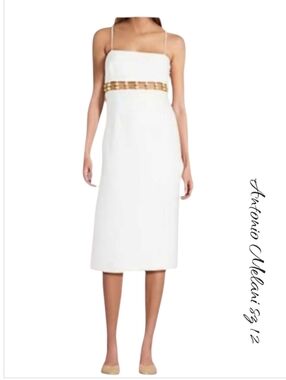 NWT Antonio Melani Summer Sheath Cut Out Beaded Midi Dress sz 12